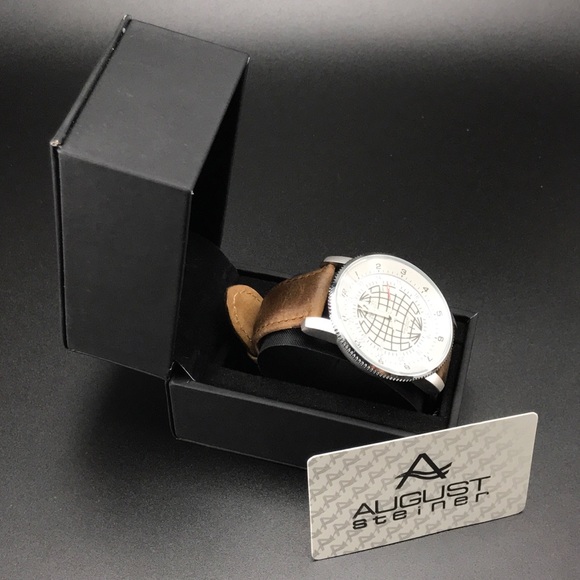 August Steiner Men's Leather Watch - Picture 8 of 8